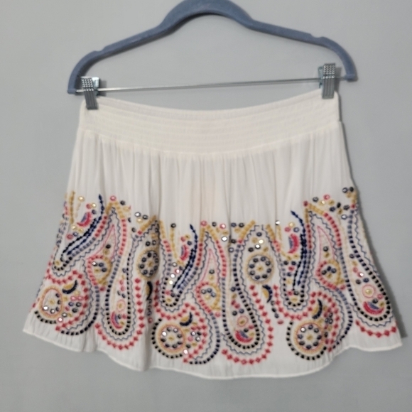 Ramy Brook White Embroidered Embellished Maelen Skirt NWT - Picture 8 of 14
